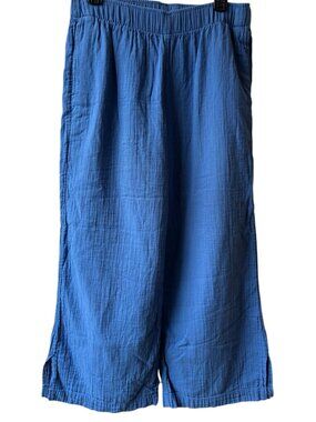Medium Old Navy Blue Wide Leg Gauze Cotton High Waisted Elastic Waist Boho Chic